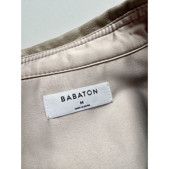 Aritzia BABATON Pelli Shiitake Taupe Beige Vegan Leather Shirt Jacket, Size M - Picture 10 of 16
